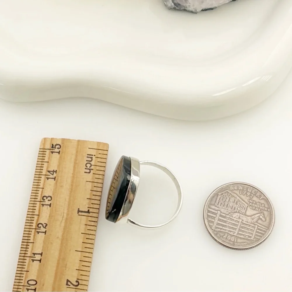 Pure Sterling Silver 925 Purple Labradorite Ring Size 8 1/2 8.5 Colorful New - Picture 11 of 12